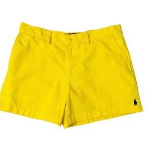 Ralph Lauren Sport Yellow Chino Cotton  Shorts Size 12 Preppy Logo Summer